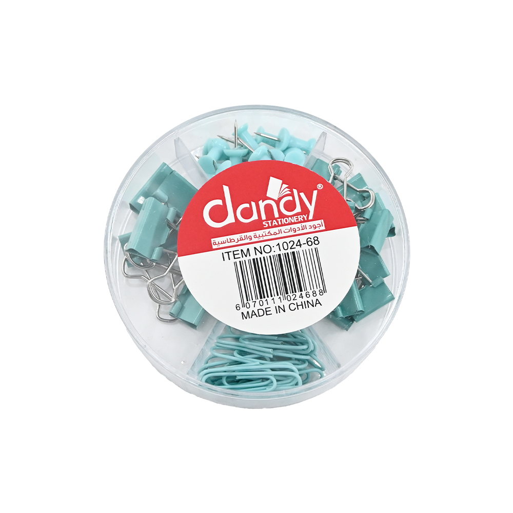 علبة مشابك متنوعة 4 اشكال سماوي DANDY 1024-68