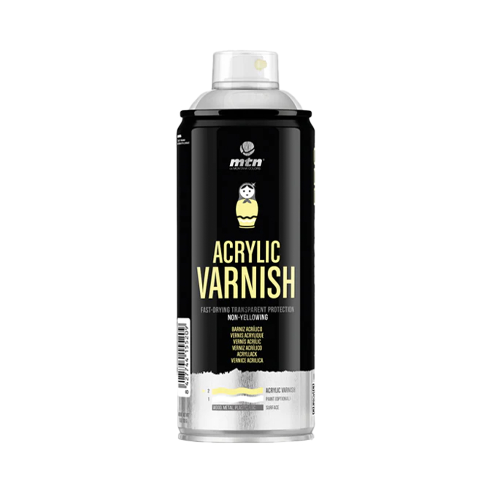 بخاخ بوية اسباني اكريلك لماع 400 مل PRO MTN ACRYLIC VARNISH GLOSSY